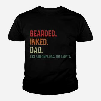 Bearded Inked Dad Funny For Daddy Tattoo Man Father Vintage Youth T-shirt | Crazezy CA