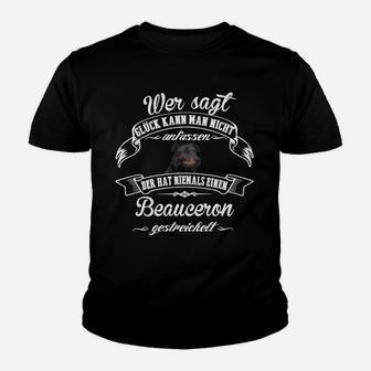 Beauceron Hunde Liebhaber Kinder Tshirt, Glück ist Streicheln Spruch - Seseable