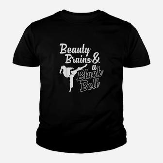 Beauty Brains And A Black Belt Funny Martial Arts Design Youth T-shirt | Crazezy AU