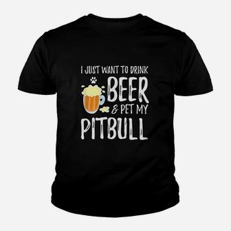 Beer And Pitbull Funny Dog Mom Or Dog Dad Gift Idea Youth T-shirt | Crazezy