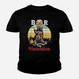 Beer Is My Valentine Drinking Love Sarcastic Bear Youth T-shirt - Monsterry
