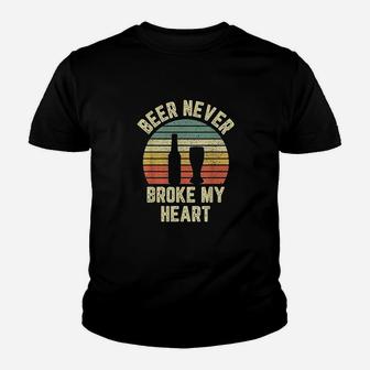 Beer Never Broke My Heart Funny Beer Drinking Youth T-shirt | Crazezy