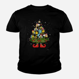 Bees Christmas Tree Lights Funny Santa Hat Lover Youth T-shirt | Crazezy AU