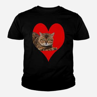Bengal Cat Gift Valentines Day Heart For Pet Animal Lovers Youth T-shirt | Crazezy
