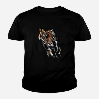 Bengal Tiger Face Spirit Animal Tiger Paw Print Youth T-shirt | Crazezy UK
