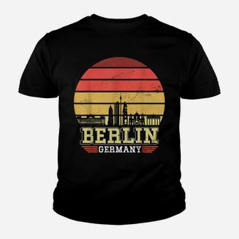Berlin Germany Retro Vintage Sunset Skyline Berlin Youth T-shirt | Crazezy