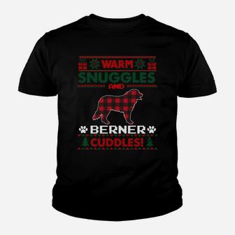 Bernese Mountain Dog Christmas Pajama Shirt Ugly Christmas Sweatshirt Youth T-shirt | Crazezy