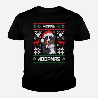 Bernese Mountain Dog Gift For Merry Christmas Woofmas Berner Youth T-shirt | Crazezy