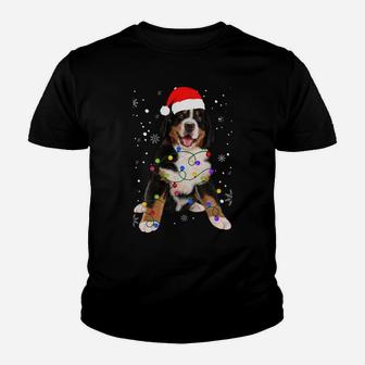 Bernese Mountain Dog Lights Christmas Matching Family Youth T-shirt | Crazezy