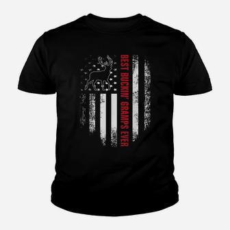 Best Buckin' Gramps Ever American Usa Flag Deer Hunting Gift Youth T-shirt | Crazezy DE