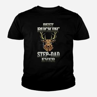 Best Buckin' Step-Dad Ever Deer Hunting Bucking Dad Grandpa Youth T-shirt | Crazezy