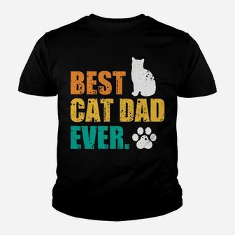 Best Cat Dad Ever Cat Lover Pet Owner Retro Vintage Youth T-shirt | Crazezy CA