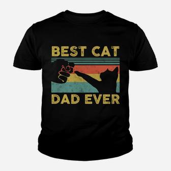 Best Cat Dad Ever Tee Funny Cat Daddy Father Vintage Gift Youth T-shirt | Crazezy