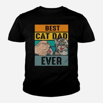 Best Cat Dad Ever Vintage Daddy Funny Cat Youth T-shirt | Crazezy AU
