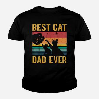 Best Cat Dad Ever Vintage Retro Black Cats Lover Funny Cat Youth T-shirt | Crazezy