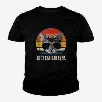 Best Cat Dad Ever Vintage Retro Cat Daddy Cat Father Youth T-shirt | Crazezy UK