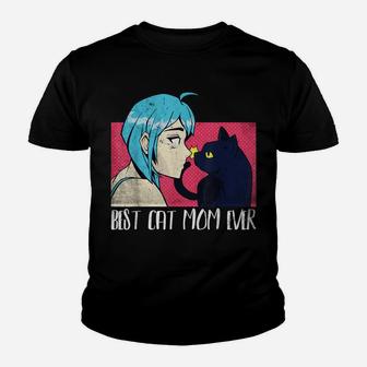 Best Cat Mom Ever Cat And Anime Noses Kiss Youth T-shirt | Crazezy