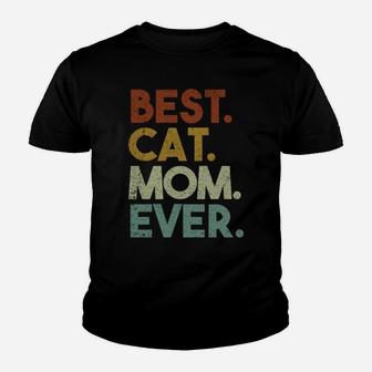 Best Cat Mom Ever Retro Crazy Cat Lady Gift Youth T-shirt | Crazezy DE