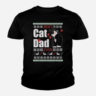 Best Dad Ever Best Cat Parents Tuxedo Cat Lovers Xmas Gift Youth T-shirt | Crazezy
