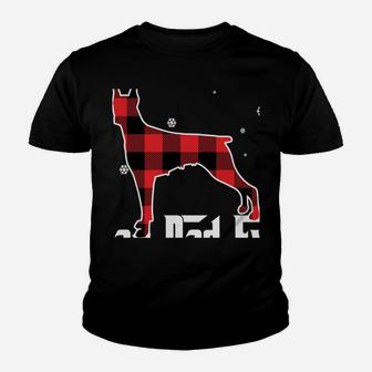 Best Doberman Dad Ever Red Plaid Christmas For Dog Lovers Youth T-shirt | Crazezy