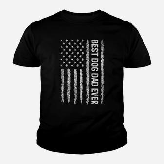 Best Dog Dad Ever American Flag Father's Day Youth T-shirt | Crazezy UK