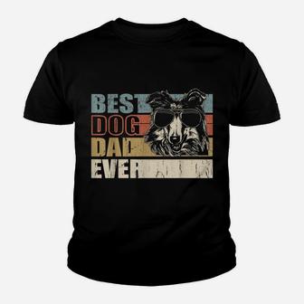 Best Dog Dad Ever Funny Glasses Rough Collie Retro Youth T-shirt | Crazezy