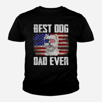 Best Dog Dad Ever Westie American Flag Youth T-shirt | Crazezy CA