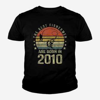 Best Fishermen Are Born In 2010 11Th Birthday Fishing Gift Youth T-shirt | Crazezy