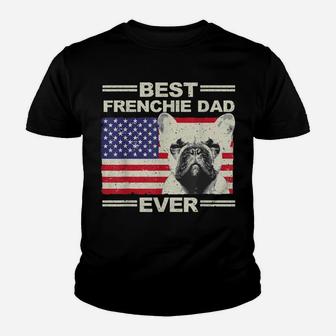 Best Frenchie Dad For Men Us Flag American French Bulldog Youth T-shirt | Crazezy
