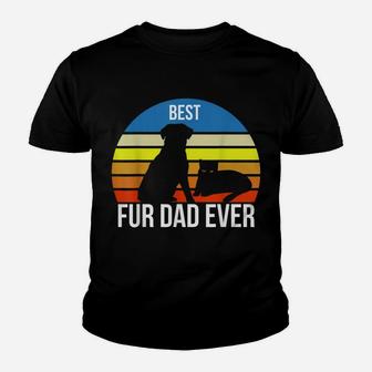 Best Fur Dad Ever Vintage Retro Dog And Cat Owner Funny Youth T-shirt | Crazezy