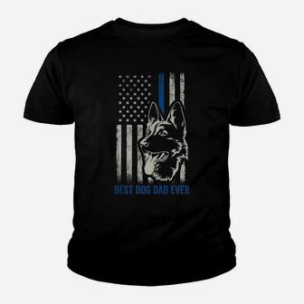 Best German Shepherd Dad Ever Dog K9 Blue Line Flag Police Youth T-shirt | Crazezy AU
