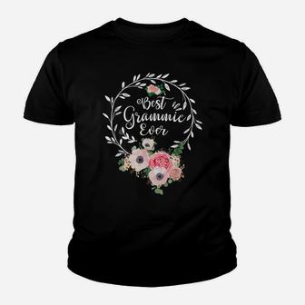 Best Grammie Ever Shirt Women Flower Decor Grandma Youth T-shirt | Crazezy CA