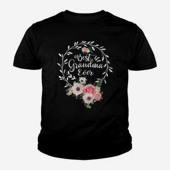 Best Grandma Ever Shirt Women Flower Decor Grandma Youth T-shirt | Crazezy DE