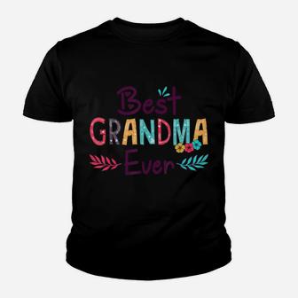 Best Grandma Ever Shirt Women Flower Decor Grandma Youth T-shirt | Crazezy