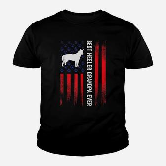 Best Heeler Grandpa American Flag Australian Cattle Dog Dad Youth T-shirt | Crazezy