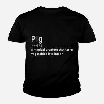 Best Hilarious Pig And Bacon Definition Funny Gift Youth T-shirt | Crazezy
