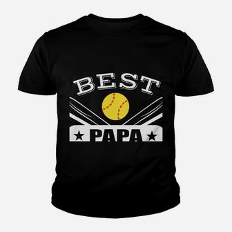 Best Papa Ever Gift For Softball Grandpa Grandfather Youth T-shirt | Crazezy