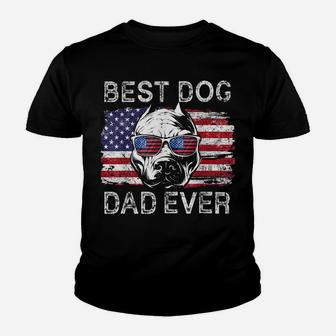 Best Pitbull Dog Dad Ever American Flag 4Th Of July Vintage Youth T-shirt | Crazezy
