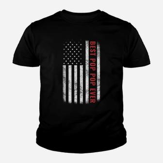 Best Pop Pop Ever Vintage American Flag Tee Fathers Day Gift Youth T-shirt | Crazezy