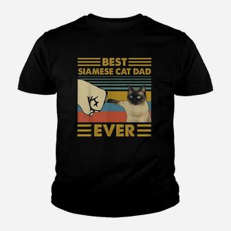 Best Siamese Cat Dad Ever Retro Vintage Sunset Youth T-shirt | Crazezy
