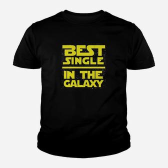 Best Single in der Galaxie Schwarz Kinder Tshirt, Gelber Aufdruck Statement - Seseable