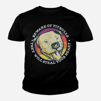 Beware Of Pitbulls Dogs Owner Puppy Dog Breed Pet Lovers Youth T-shirt | Crazezy AU