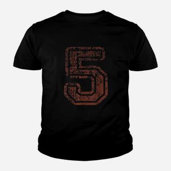Big Maroon Color Number 5 Five Youth T-shirt | Crazezy