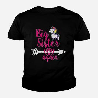 Big Sister Again Sibling Older Daughter Gift Youth T-shirt | Crazezy