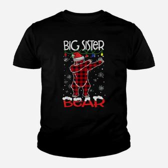 Big Sister Bear Buffalo Dab Bear Lights Christmas Pajama Youth T-shirt | Crazezy