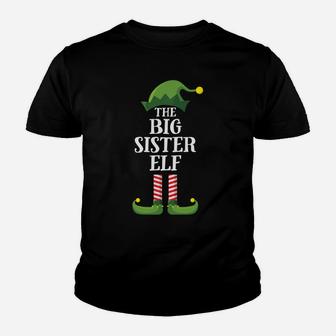 Big Sister Elf Matching Family Group Christmas Party Pajama Youth T-shirt | Crazezy UK