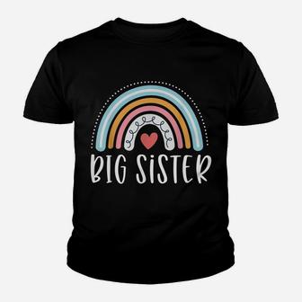 Big Sister Gifts Sibling Family Rainbow Graphic Youth T-shirt | Crazezy