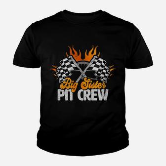Big Sister Pit Crew Race Car Birthday Party Racing Family Youth T-shirt | Crazezy