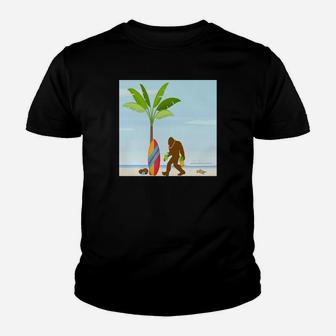 Bigfoot On Vacation Shirt Cruise Ship Palm Tree Surf Board Youth T-shirt - Thegiftio UK