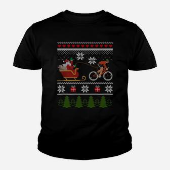 Bike Sledding Santa Sleigh Christmas Cycling Sweatshirt Youth T-shirt | Crazezy DE